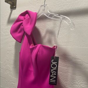 Jovani Fuchsia One-Shoulder Dress